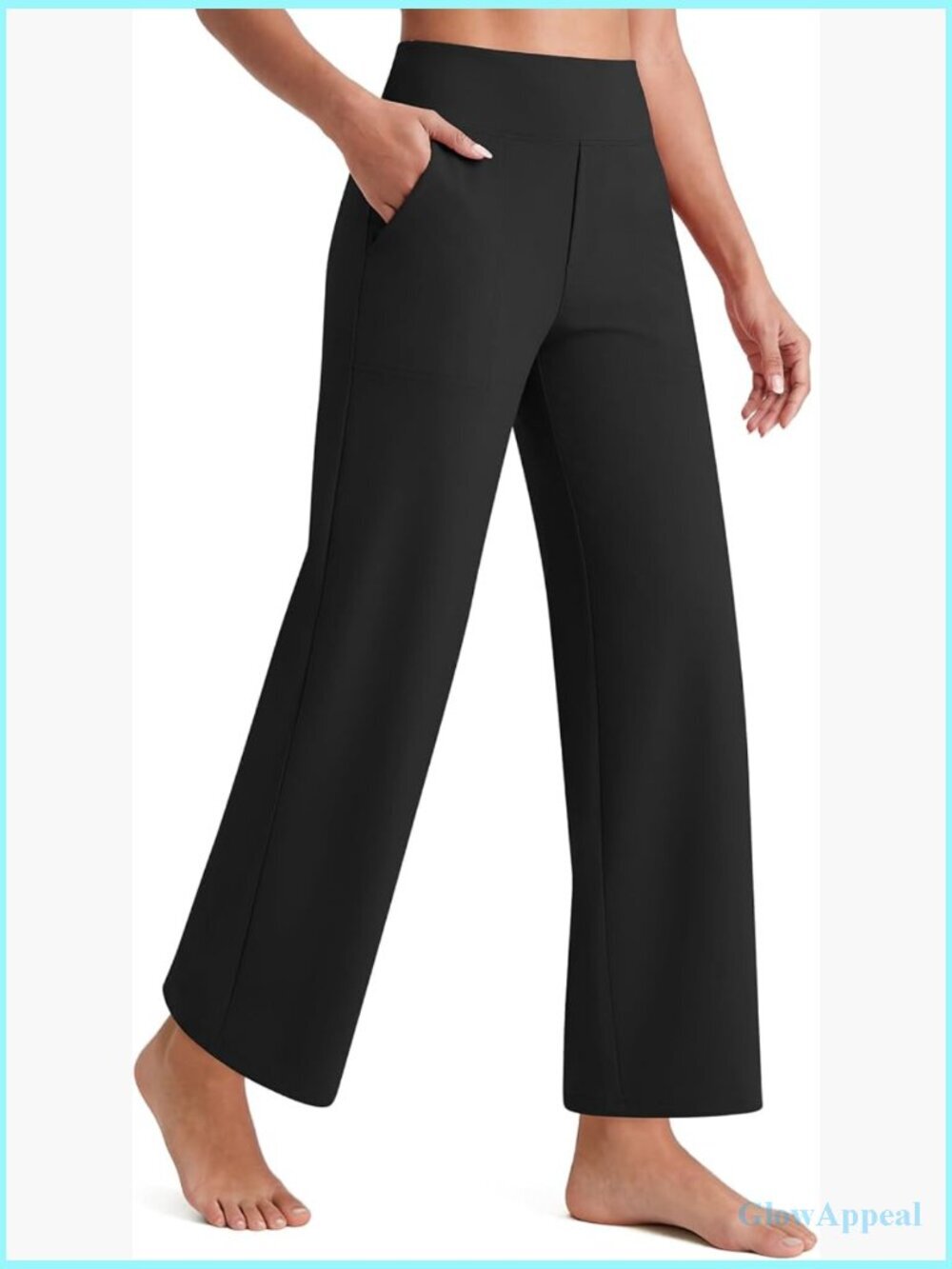Wide Leg Ankle Pants 7/8 Length High Waist Stretch Yoga Dress Pants with Pockets